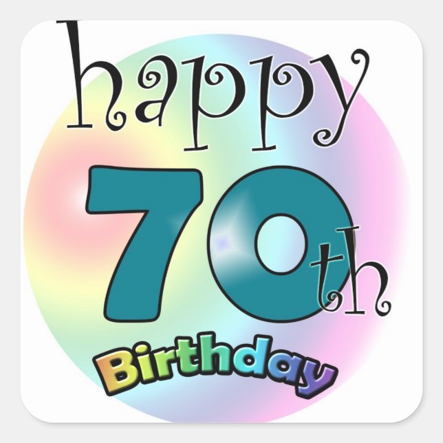 Sticker Carré Joyeux 70e anniversaire (Devant)