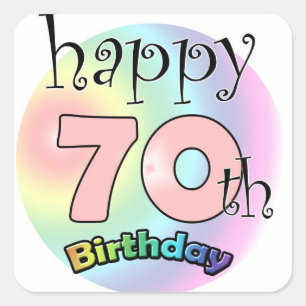 Sticker Carré Joyeux 70e anniversaire (roze)