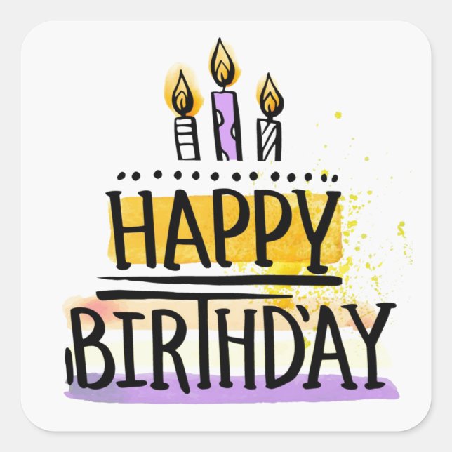 Sticker Carré Joyeux anniversaire (Devant)