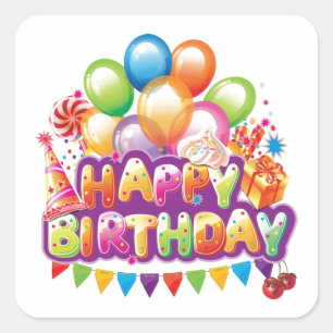 Sticker Carré Joyeux Anniversaire