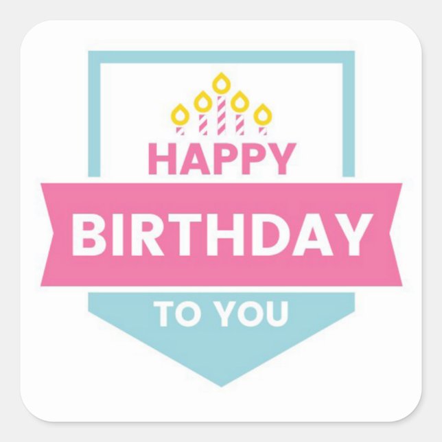 Sticker Carré Joyeux anniversaire (Devant)