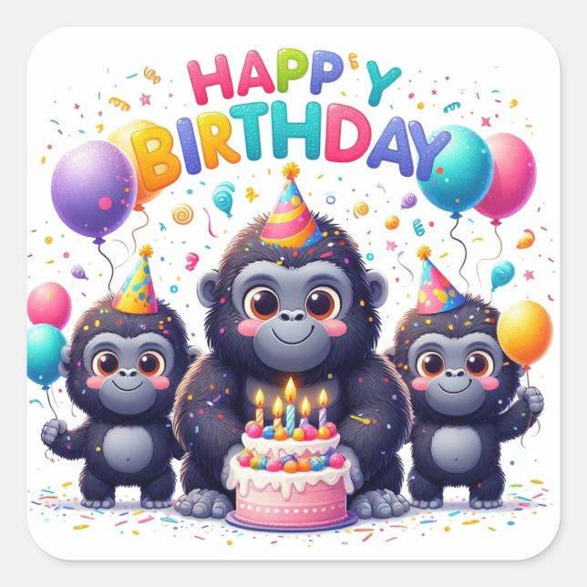 Sticker Carré Joyeux anniversaire (Devant)