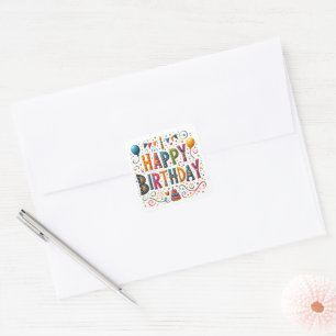 Sticker Carré Joyeux Anniversaire