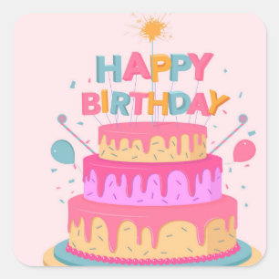 Sticker Carré Joyeux anniversaire