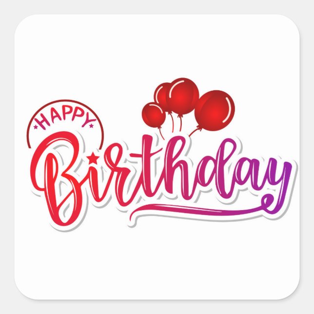Sticker Carré Joyeux anniversaire (Devant)