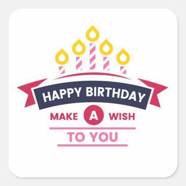 Sticker Carré Joyeux anniversaire (Devant)