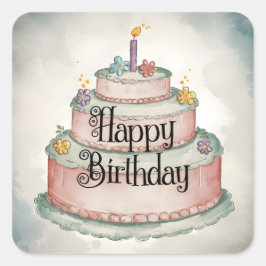 Sticker Carré Joyeux anniversaire