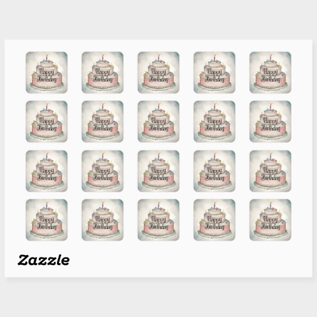 Sticker Carré Joyeux anniversaire (Feuille)