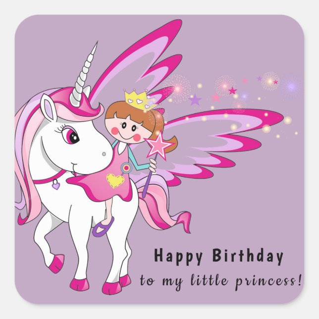 Sticker Carré Joyeux Anniversaire À Ma Petite Princesse (Devant)