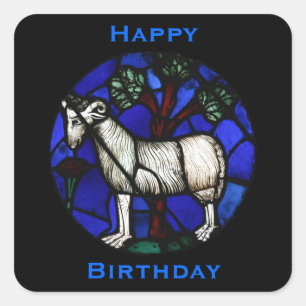 Sticker Carré Joyeux anniversaire Aries Ram West & Astrologie ch