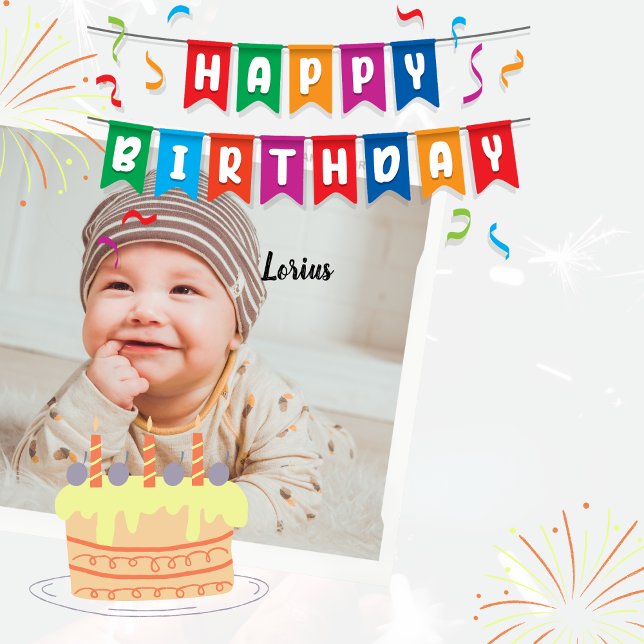 Sticker Carré "Joyeux anniversaire" Avec Personnaliser Votre nom (Créateur téléchargé)