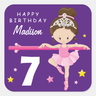 Sticker Carré Joyeux anniversaire Ballerina