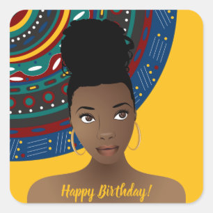 Sticker Carré Joyeux anniversaire !   Beauté naturelle, d'inspi