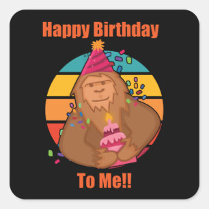 Sticker Carré Joyeux anniversaire Bigfoot Cupcake