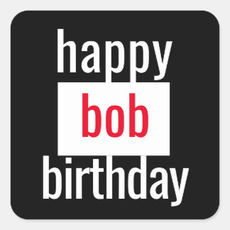 Sticker Carré Joyeux anniversaire BLACK WHITE RED MINIMAL