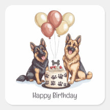 Joyeux Anniversaire Chiens berger allemands Gâteau