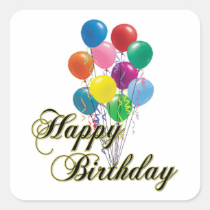 Sticker Carré Joyeux anniversaire - D4