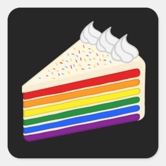 Sticker Carré Joyeux Anniversaire délicieux Rainbow Vanilla Cake