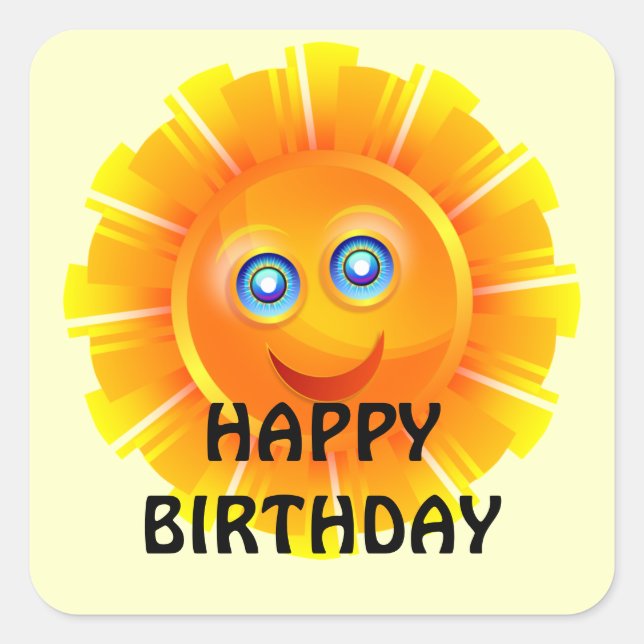 Sticker Carré Joyeux Anniversaire du soleil (Devant)