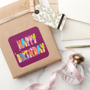 Sticker Carré Joyeux anniversaire Funny Amoureux des chats Anniv