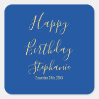 Joyeux Anniversaire Jaune Doré Bleu Nom Personnali