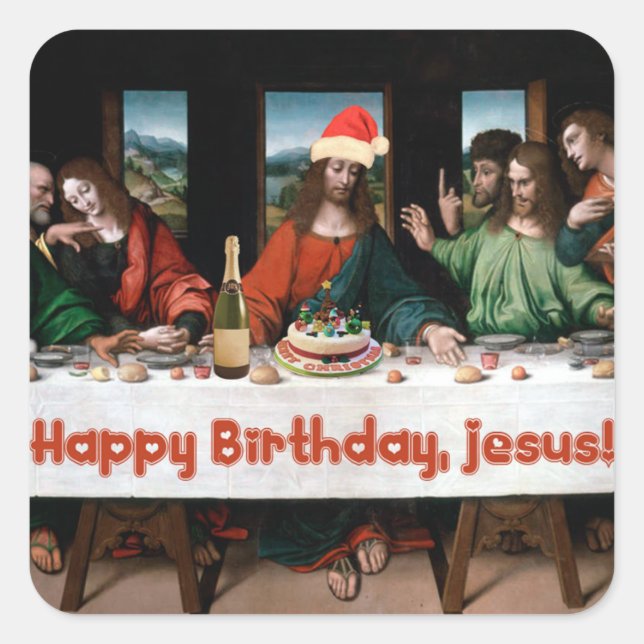 Sticker Carré Joyeux anniversaire, Jésus ! (Devant)