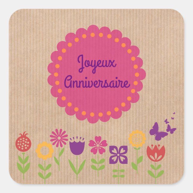 Sticker Carré Joyeux anniversaire | Joyeux anniversaire (Devant)