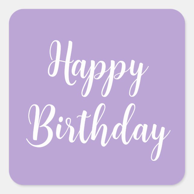 Sticker Carré Joyeux Anniversaire Lavande violet blanc couleur p (Devant)