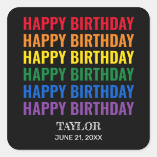 Sticker Carré Joyeux anniversaire LGBT Pride LGBTQ Carré transge