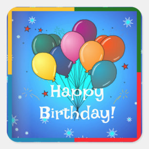 Sticker Carré Joyeux anniversaire...l'heure de la fête !