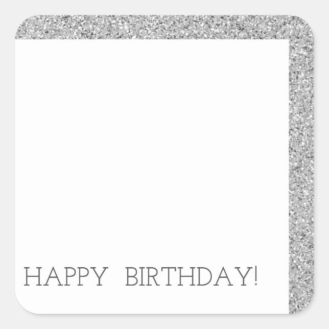 Sticker Carré Joyeux Anniversaire Moderne Luxe Parties scintilla (Devant)