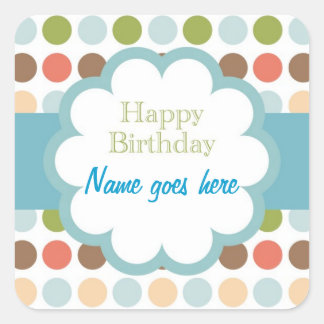 Sticker Carré Joyeux anniversaire (poka dots)