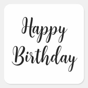 Sticker Carré Joyeux anniversaire Simple minimaliste Typographie