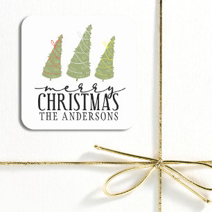 Sticker Carré Joyeux arbres de Noël Joyeux Jardins Jours fériés