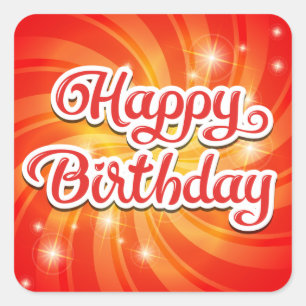 Sticker Carré Joyeux Arrière - plan orange d'anniversaire