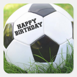 Sticker Carré Joyeux bal de football d'anniversaire