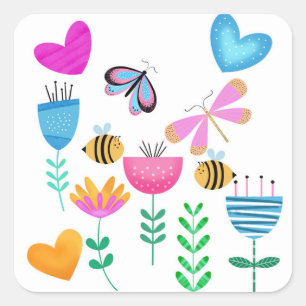 Sticker Carré Joyeux Bee Garden