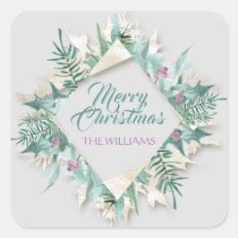 Sticker Carré Joyeux Belly Noël Joyeux Vacances Diamond Grey