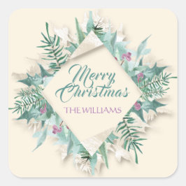Sticker Carré Joyeux Belly Noël Joyeux Vacances Diamond Ivory