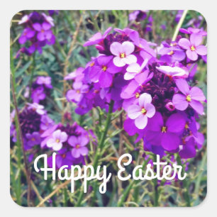 Sticker Carré Joyeux Bowles Wallflower de Pâques Mauve #1 Sticke
