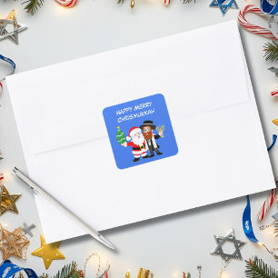 Sticker Carré Joyeux Chrismukkah Père Noël rencontre le parti Ra