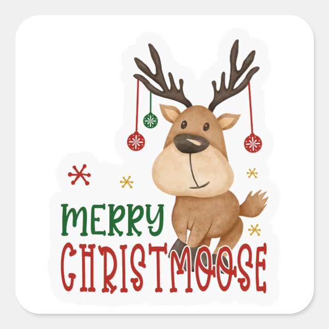 Sticker Carré Joyeux Christmoose (Devant)