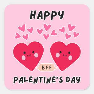 STICKER CARRÉ JOYEUX COEUR D'AMOUR DU JOUR DE PALENTINE