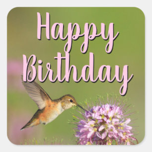 Sticker Carré Joyeux colibri d'anniversaire
