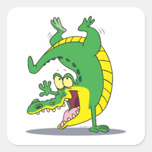 Sticker Carré joyeux crocodile alligator danser
