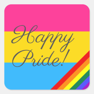 Sticker Carré Joyeux drapeau Pansexuel Fierté