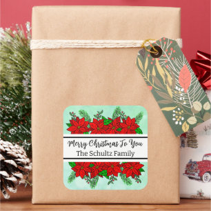 Sticker Carré Joyeux et brillant Noël personnalisé