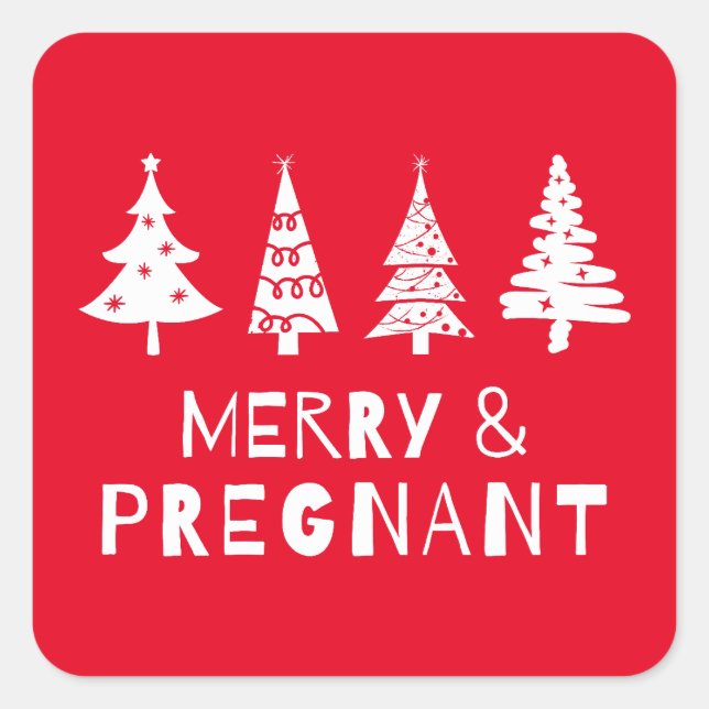 Sticker Carré Joyeux et enceinte à Noël (Devant)