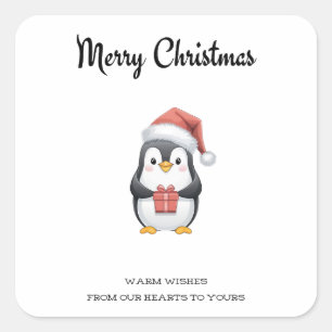 Sticker Carré "Joyeux et lumineux avec des pingouins"