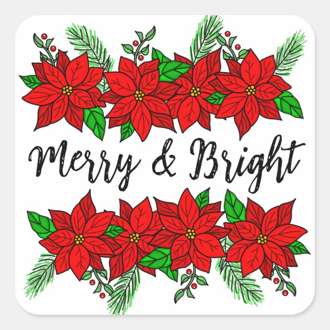 Sticker Carré Joyeux et lumineux | Joli Noël (Devant)